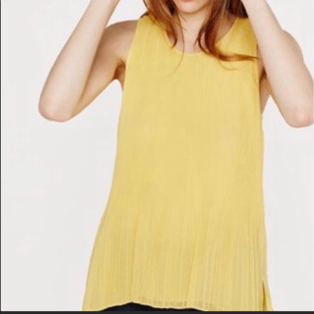 Zara Yellow Pleated Blouse
